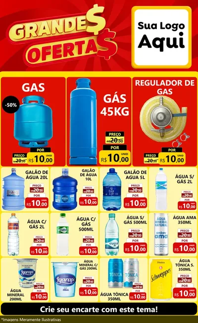 Modelo de Encarte para Encarte Grande com o tema Grandes Ofertas para Água e gás