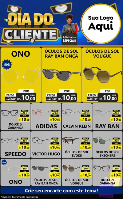 Modelo de Encarte para Encarte Grande com o tema Dia Do Cliente para Óticas