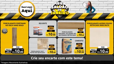 Modelo de TV para TV Horizontal com o tema Mega Saldão de Janeiro para Pisos e revestimentos