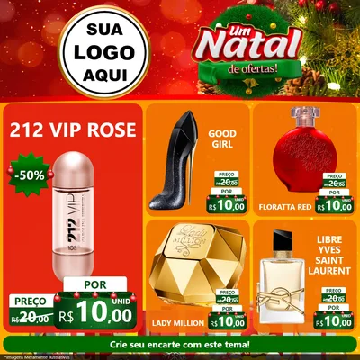 Modelo de Rede Social para Feed Facebook com o tema Um Natal de Ofertas para Perfumes