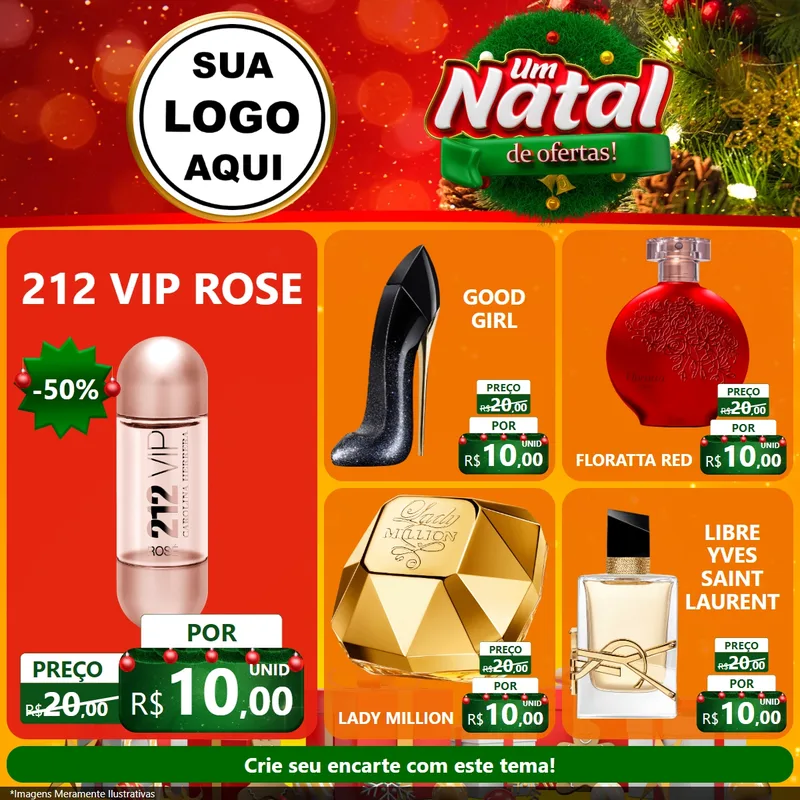 Modelo de Rede Social para Feed Facebook com o tema Um Natal de Ofertas para Perfumes