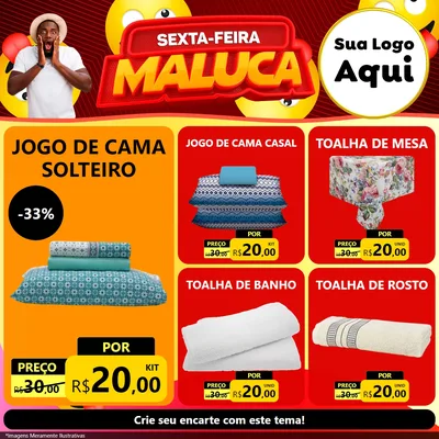 Modelo de Rede Social para Feed Facebook com o tema Sexta-feira Maluca para Cama, Mesa e Banho