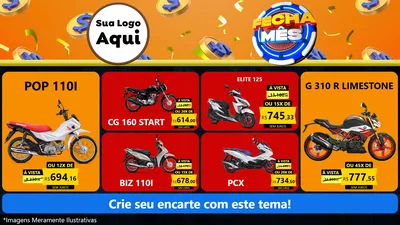 Modelo de TV para TV Horizontal com o tema Fecha Mês para Concessionaria de Motos