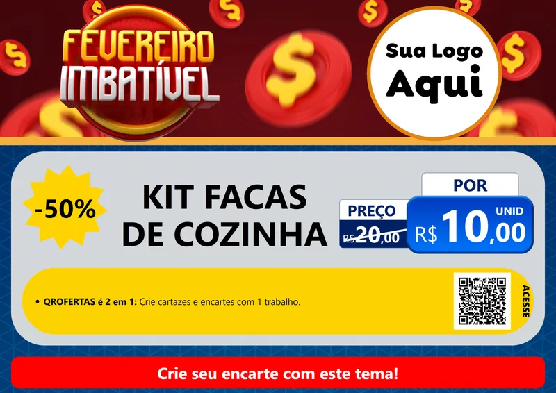 Modelo de Cartaz para Cartaz A4 Horizontal com o tema Fevereiro Imbatível para Utilidades Domésticas