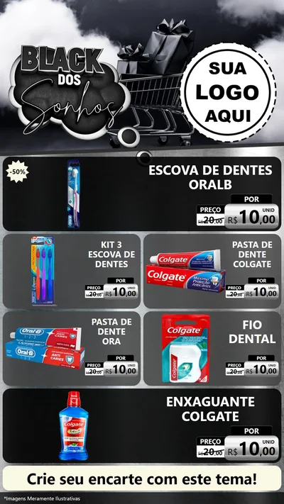 Modelo de TV para TV Vertical com o tema Black dos Sonhos para Higiene Pessoal