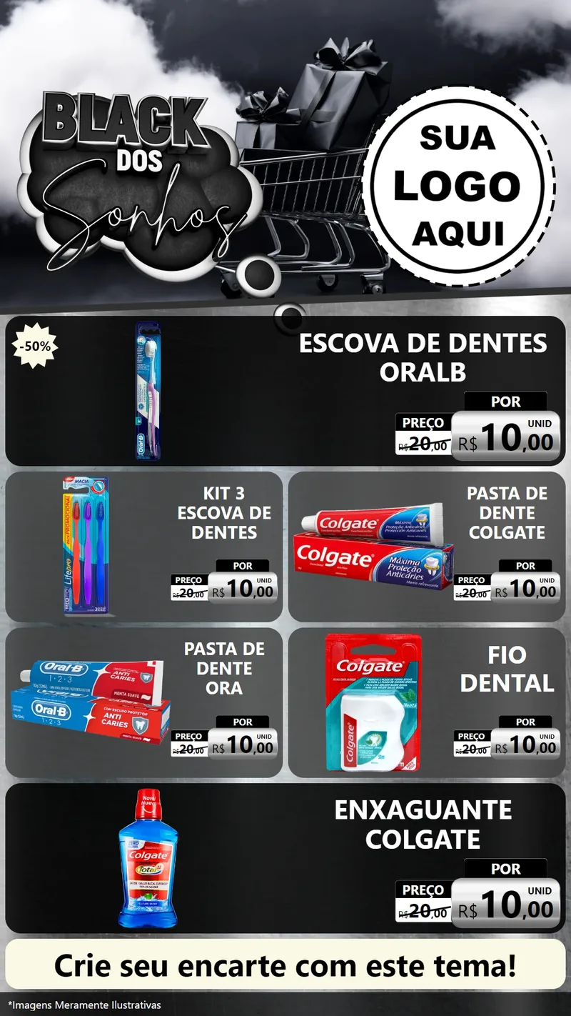 Modelo de TV para TV Vertical com o tema Black dos Sonhos para Higiene Pessoal
