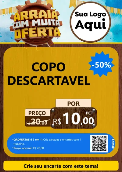 Modelo de Cartaz para Cartaz A4 Vertical com o tema Ofertas de São João - Junina para Embalagens