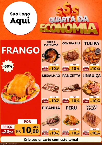 Modelo de Encarte para Encarte A4 Vertical com o tema Quarta da Economia para Assados