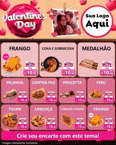 Modelo de Rede Social para Feed Instagram com o tema Valentine's Day para Assados