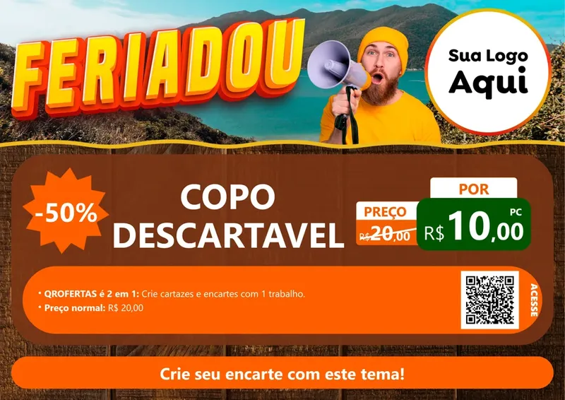 Modelo de Cartaz para Cartaz A4 Horizontal com o tema Feriadou para Embalagens