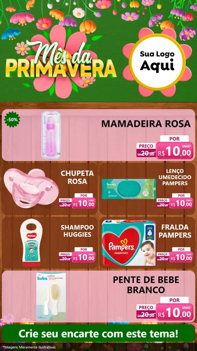 Modelo de TV para TV Vertical com o tema Mês da Primavera para Bebês