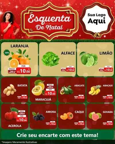 Modelo de Rede Social para Feed Instagram com o tema Esquenta de Natal para Hortifrúti