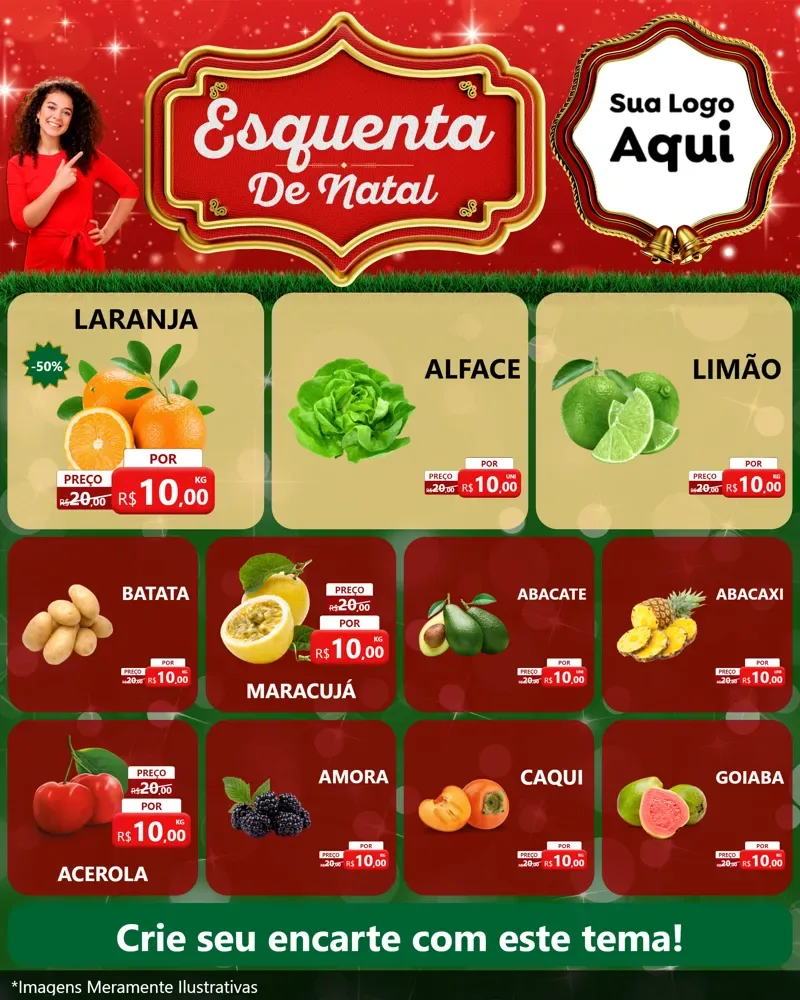 Modelo de Rede Social para Feed Instagram com o tema Esquenta de Natal para Hortifrúti