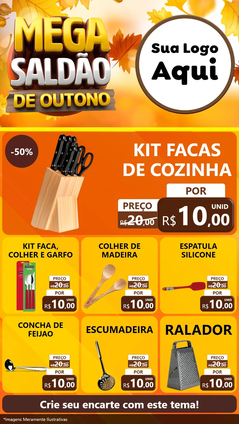 Modelo de Rede Social para Stories com o tema Mega Saldão de Outono para Utilidades Domésticas