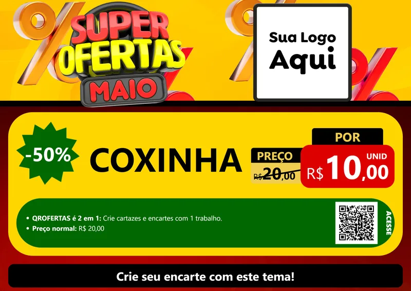 Modelo de Cartaz para Cartaz A4 Horizontal com o tema Super Ofertas Maio para Salgadaria