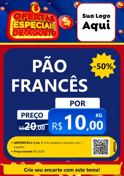 Modelo de Cartaz para Cartaz A4 Vertical com o tema Ofertas Especiais de Agosto para Padaria