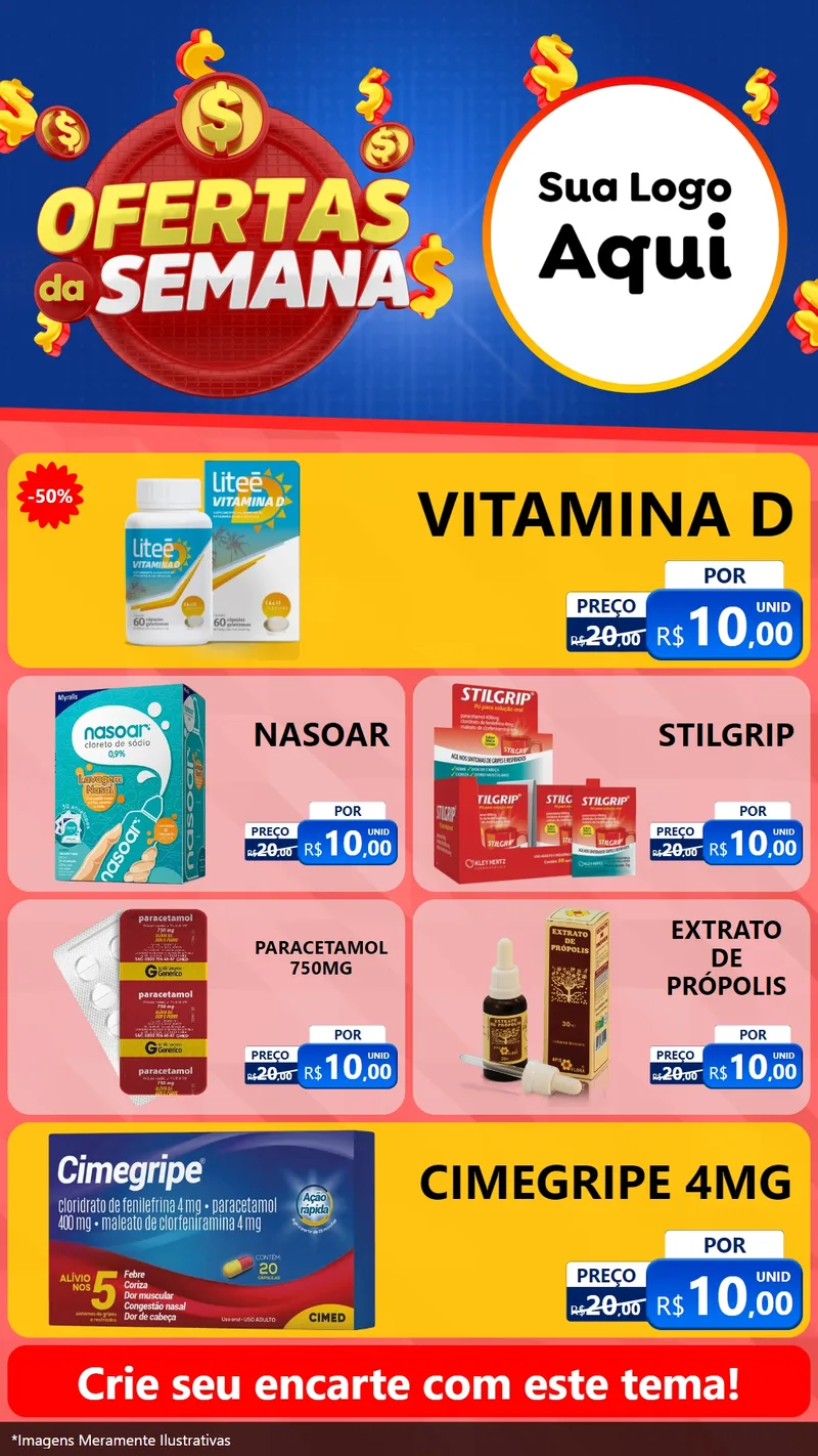 Modelo de TV para TV Vertical com o tema Ofertas Da Semana para Farmácia
