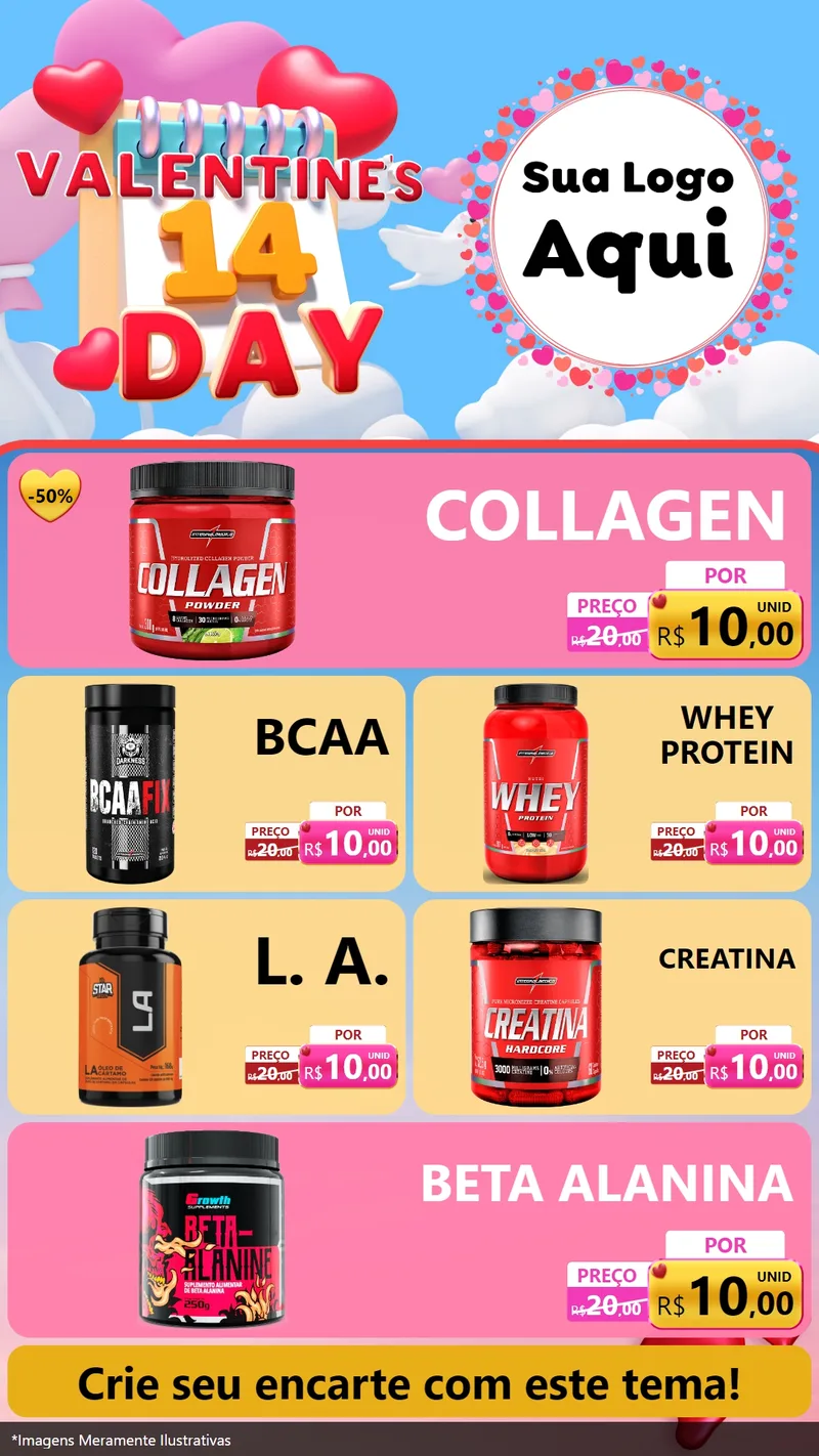 Modelo de TV para TV Vertical com o tema Valentine's Day para Suplementos alimentares