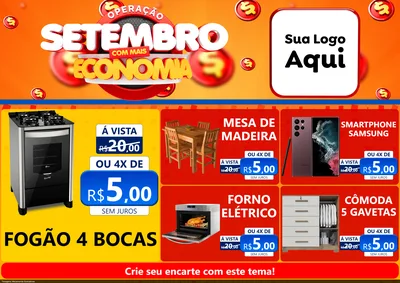 Modelo de Encarte para Encarte A4 Horizontal com o tema Operação Setembro Com Muita Economia para Móveis e Eletro