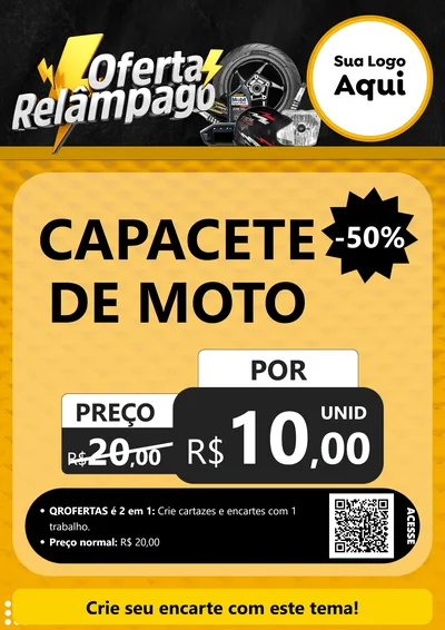 Modelo de Cartaz para Cartaz A4 Vertical com o tema Oferta Relâmpago - Motopeças para Moto peças