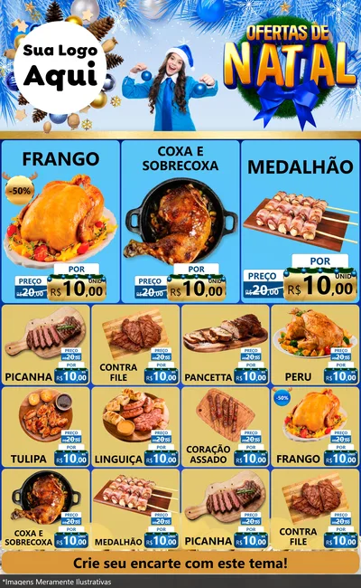 Modelo de Encarte para Encarte Grande com o tema Ofertas de Natal para Assados