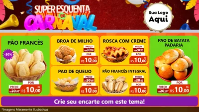 Modelo de TV para TV Horizontal com o tema Super Esquenta de Carnaval para Padaria
