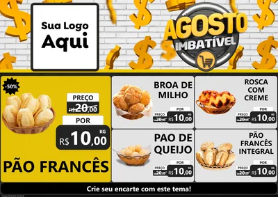 Modelo de Encarte para Encarte A4 Horizontal com o tema Agosto imbatível para Padaria