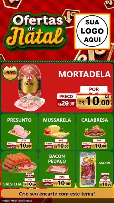 Modelo de Rede Social para Stories com o tema Ofertas de Natal para Frios e Laticínios