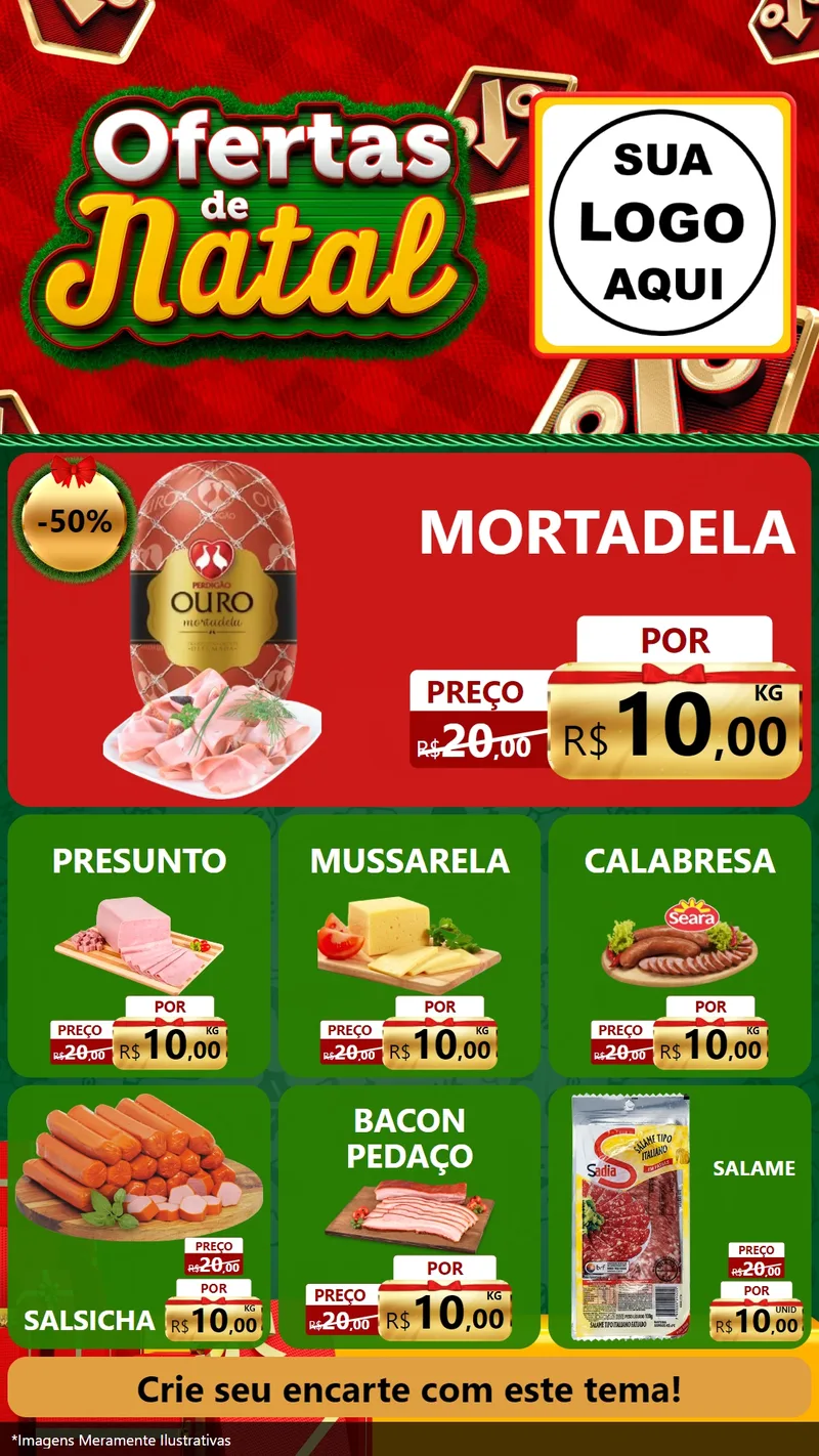 Modelo de Rede Social para Stories com o tema Ofertas de Natal para Frios e Laticínios