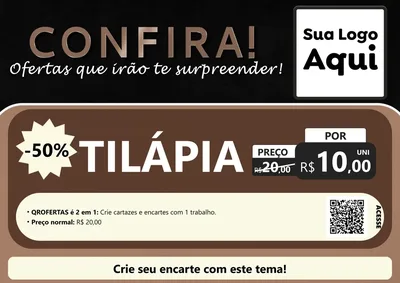 Modelo de Cartaz para Cartaz A4 Horizontal com o tema Confira! Ofertas que irão te surpreender! para Peixaria