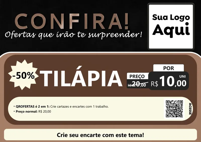 Modelo de Cartaz para Cartaz A4 Horizontal com o tema Confira! Ofertas que irão te surpreender! para Peixaria