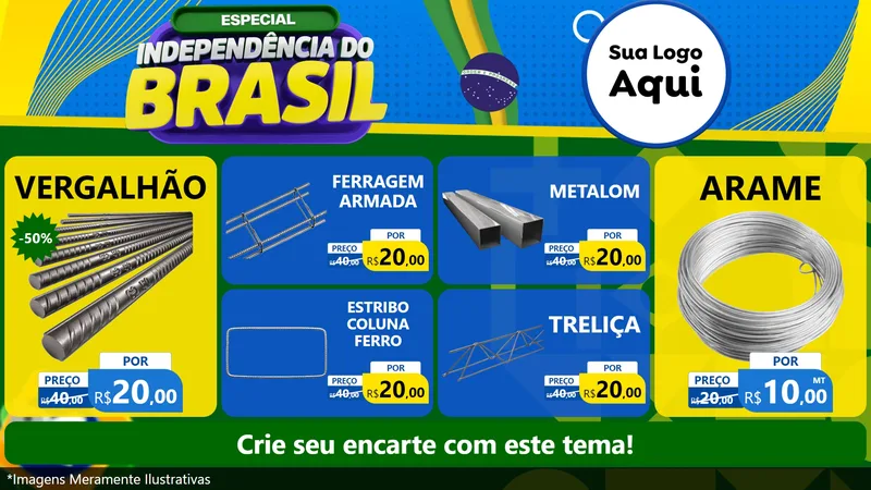 Modelo de TV para TV Horizontal com o tema Especial Independência do Brasil para Ferragens