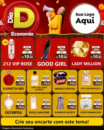 Modelo de Rede Social para Feed Instagram com o tema Dia D Economia para Perfumes