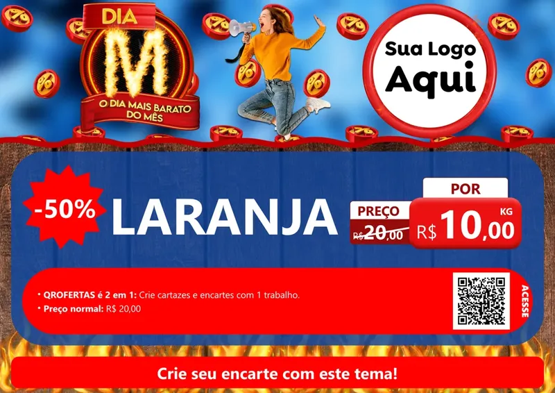 Modelo de Cartaz para Cartaz A4 Horizontal com o tema Dia M - O Dia Mais Barato Do Mês para Hortifrúti