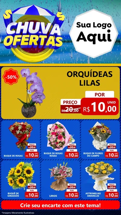 Modelo de Rede Social para Stories com o tema Chuva de Ofertas para Floricultura e jardim