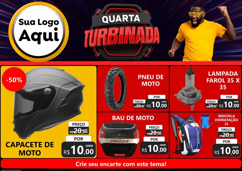 Modelo de Encarte para Encarte A4 Horizontal com o tema Quarta Turbinada para Moto peças
