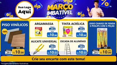 Modelo de TV para TV Horizontal com o tema Março Imbatível para Material para Construção