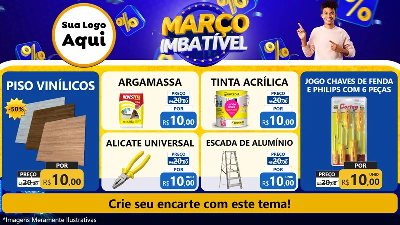 Modelo de TV para TV Horizontal com o tema Março Imbatível para Material para Construção