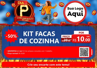 Modelo de Cartaz para Cartaz A4 Horizontal com o tema Dia P - O Dia Mais Barato Do Mês para Utilidades Domésticas