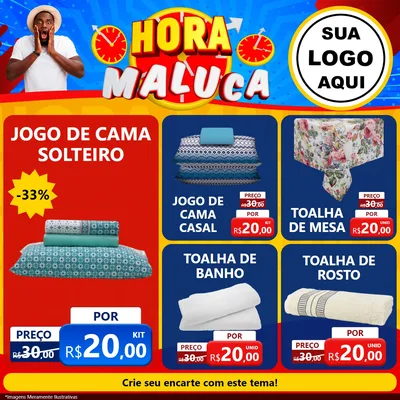 Modelo de Rede Social para Feed Facebook com o tema Hora Maluca para Cama, Mesa e Banho