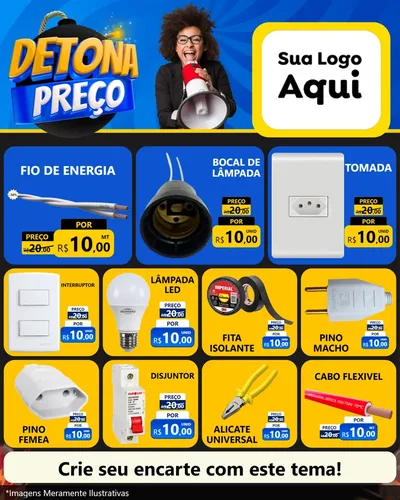 Modelo de Rede Social para Feed Instagram com o tema Detona Preços para Materiais Elétricos