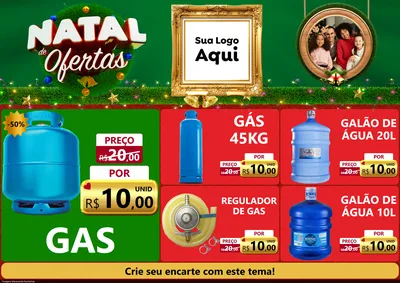 Modelo de Encarte para Encarte A4 Horizontal com o tema Natal de Ofertas para Água e gás