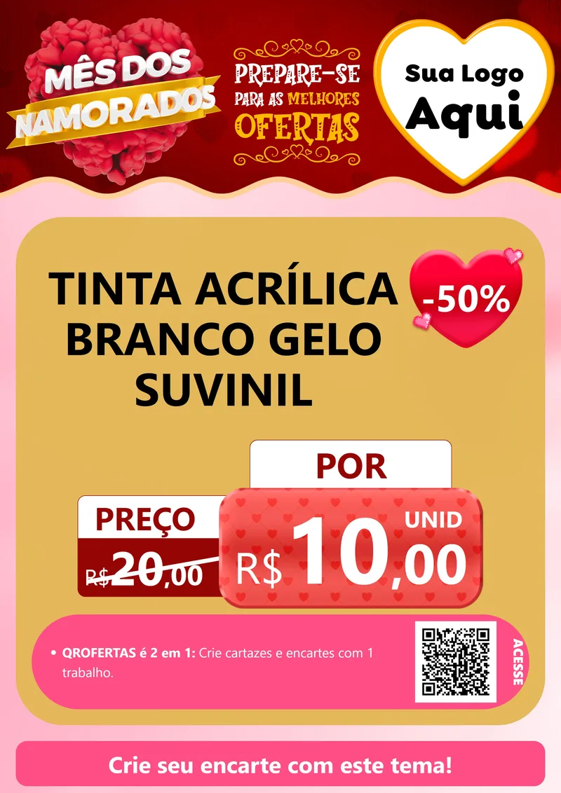 Modelo de Cartaz para Cartaz A4 Vertical com o tema Mês dos Namorados para Tintas e Ferramentas