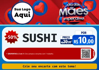 Modelo de Cartaz para Cartaz A4 Horizontal com o tema Dia Das Mães Imperdível para Comida japonesa