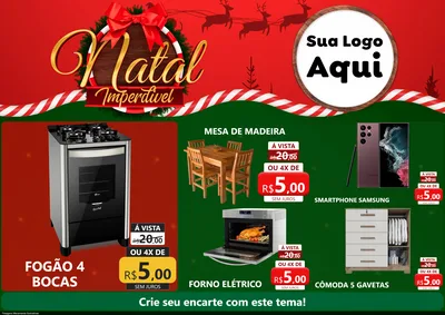 Modelo de Encarte para Encarte A4 Horizontal com o tema Natal Imperdível para Móveis e Eletro