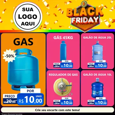 Modelo de Rede Social para Feed Facebook com o tema Black Friday para Água e gás