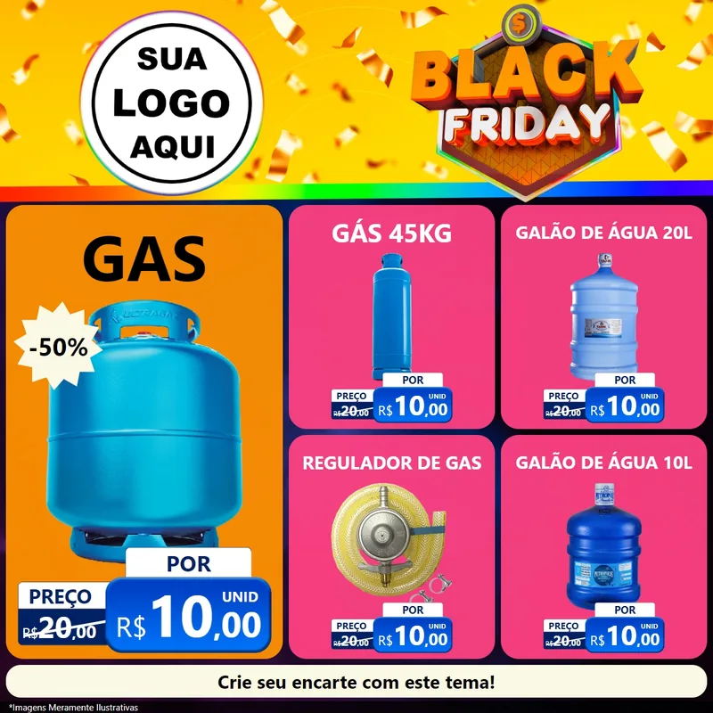 Modelo de Rede Social para Feed Facebook com o tema Black Friday para Água e gás