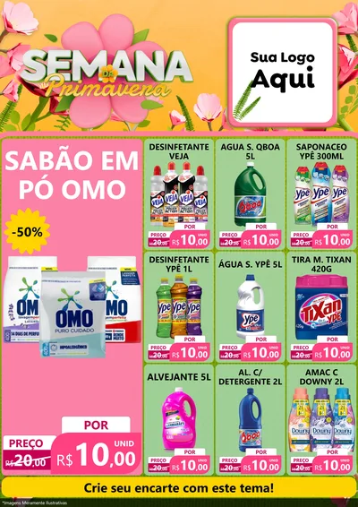 Modelo de Encarte para Encarte A4 Vertical com o tema Semana da Primavera para Produtos de Limpeza