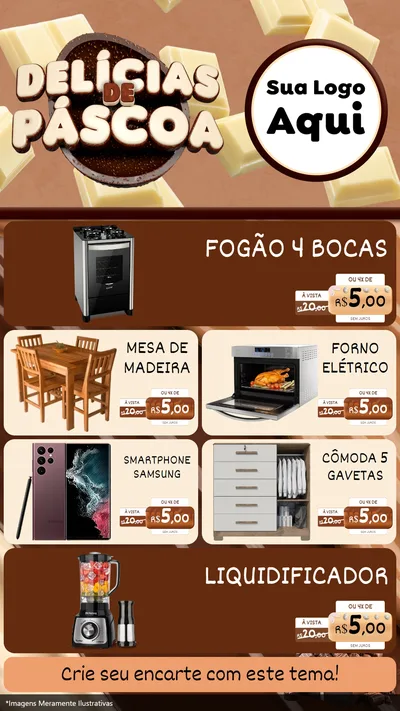 Modelo de TV para TV Vertical com o tema Delícias de Páscoa para Móveis e Eletro
