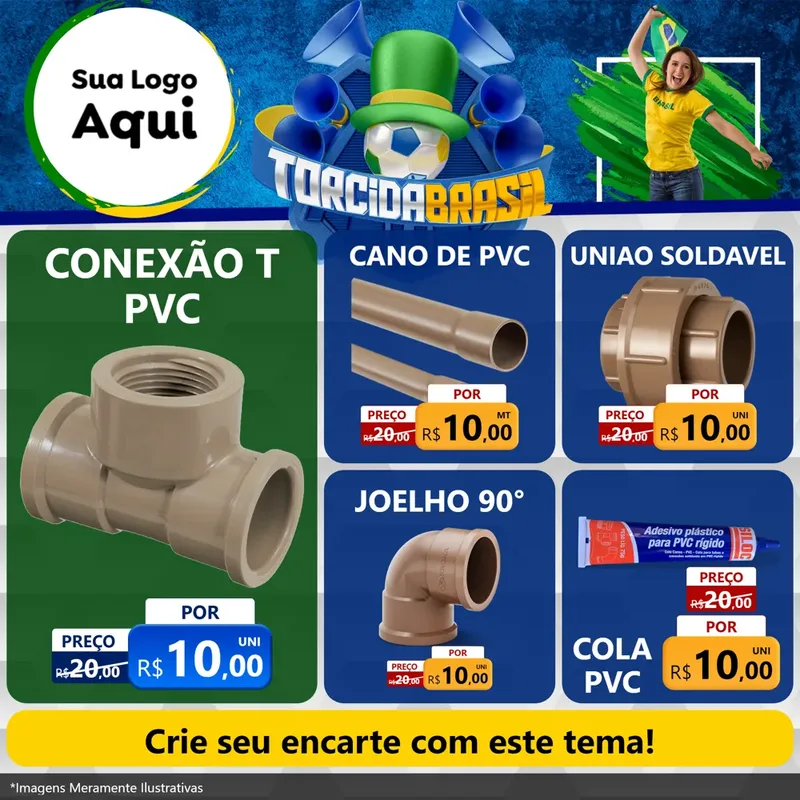 Modelo de Rede Social para Feed Facebook com o tema Torcida Brasil - Copa para Tubos e conexões